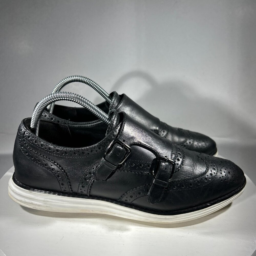 Cole Haan Wingtip Monk Strap Buckle Double Strap Womens Dress Shoes Size 9 Black - Picture 5 of 12